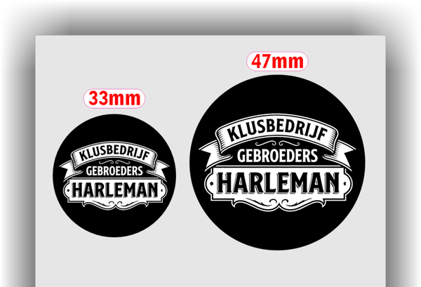 Harleman Dot sticker. 210 st. 33mm en 120 st. 47 mm. met laminaat laag
