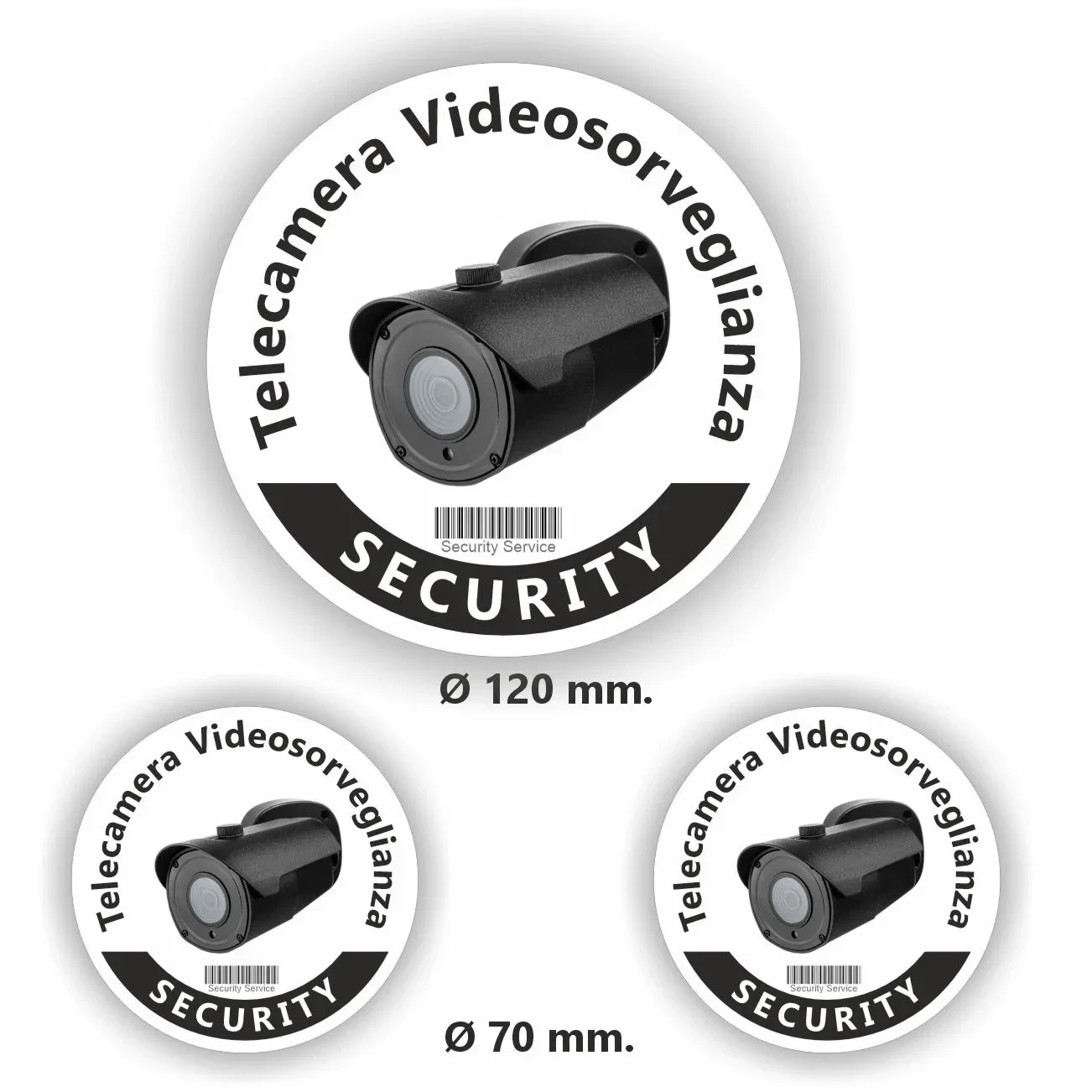 Camera toezicht stickers set van 3 met Italiaans (1237.la66)