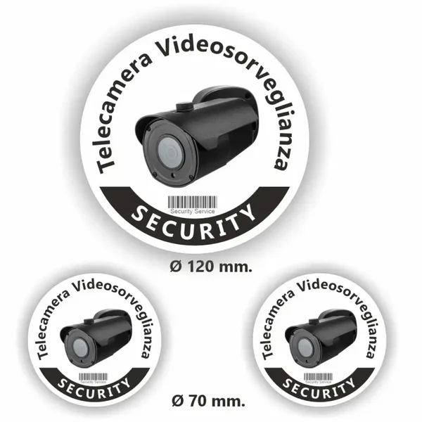 Camera toezicht stickers set van 3 met Italiaans (1237.la66)