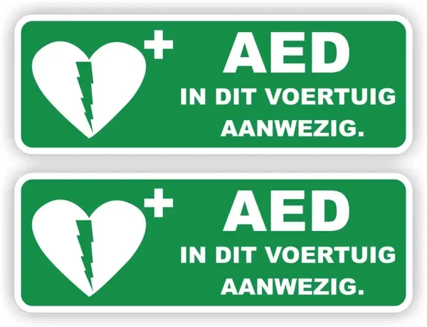 AED apparaat in dit voertuig aanwezig stickers (729.la29)