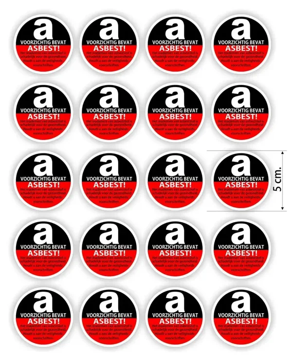 Asbest stickers set 20 stuks   (981.la48)