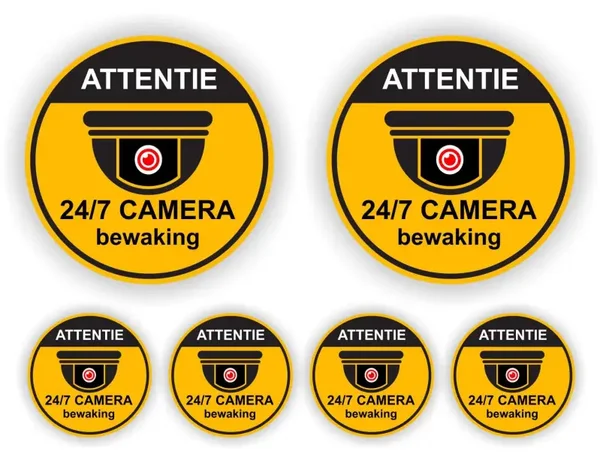 Camera bewaking sticker set van 6 stuks. (881.la34)