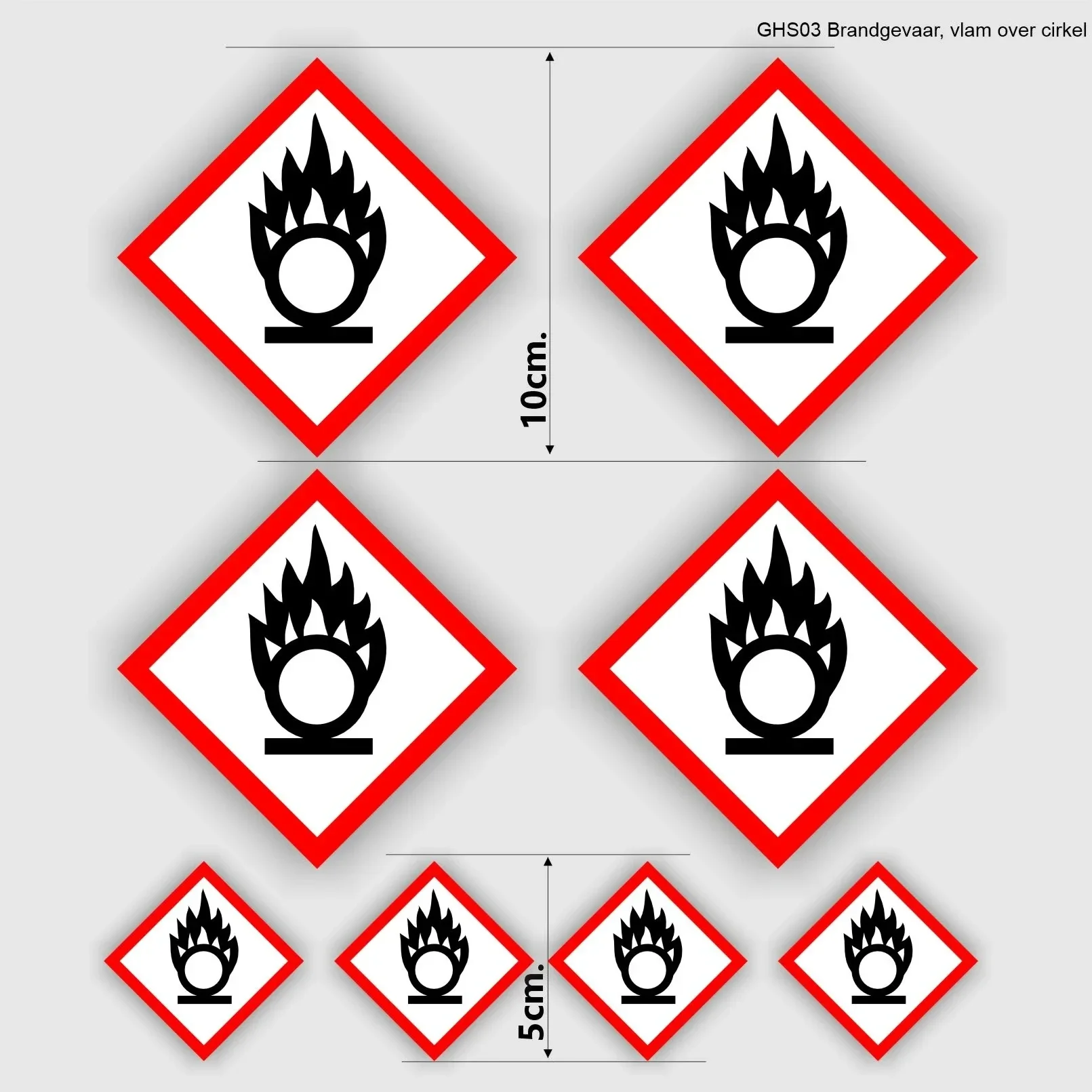 Brandbaar, vlam  sticker set GHS02 (1309.la67)