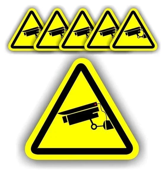Cameratoezicht sticker set van 6 st. geel, zwart (891.la42)
