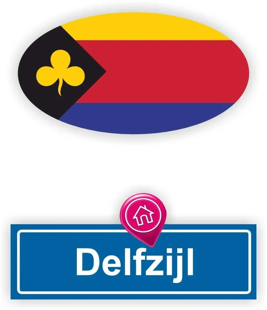 Delfzijl stadsvlag auto stickers. (875.la34)