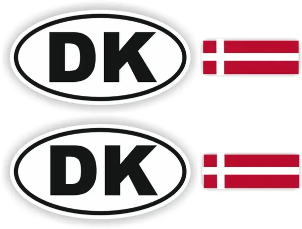 DK, Denemarken auto sticker set. (1342.la69)