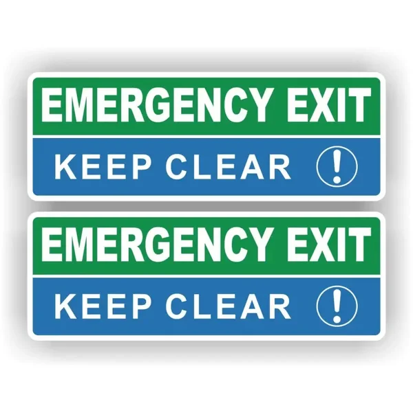 Emergency exit  keep clear stickers 2 st. (1452.la76)