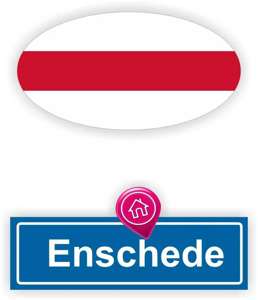 Enschede stads vlaggen auto stickers. (847.la31)