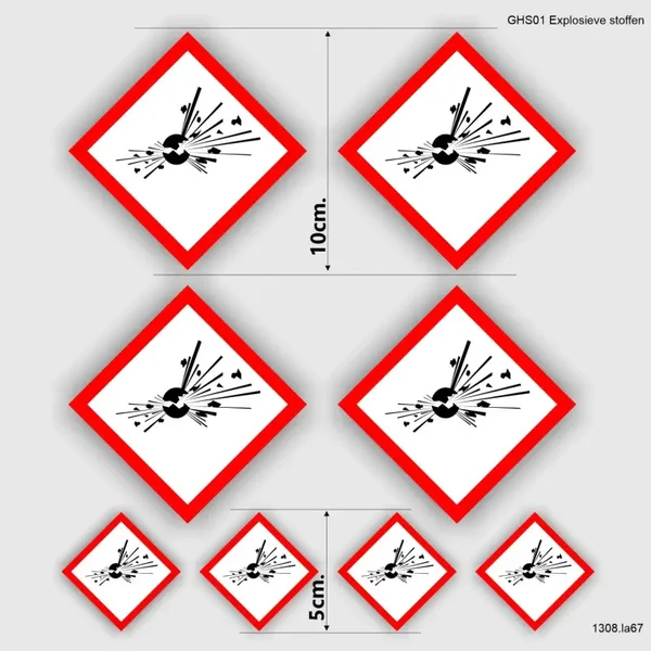 Explosieve stoffen sticker set GHS01 (1308.la67)
