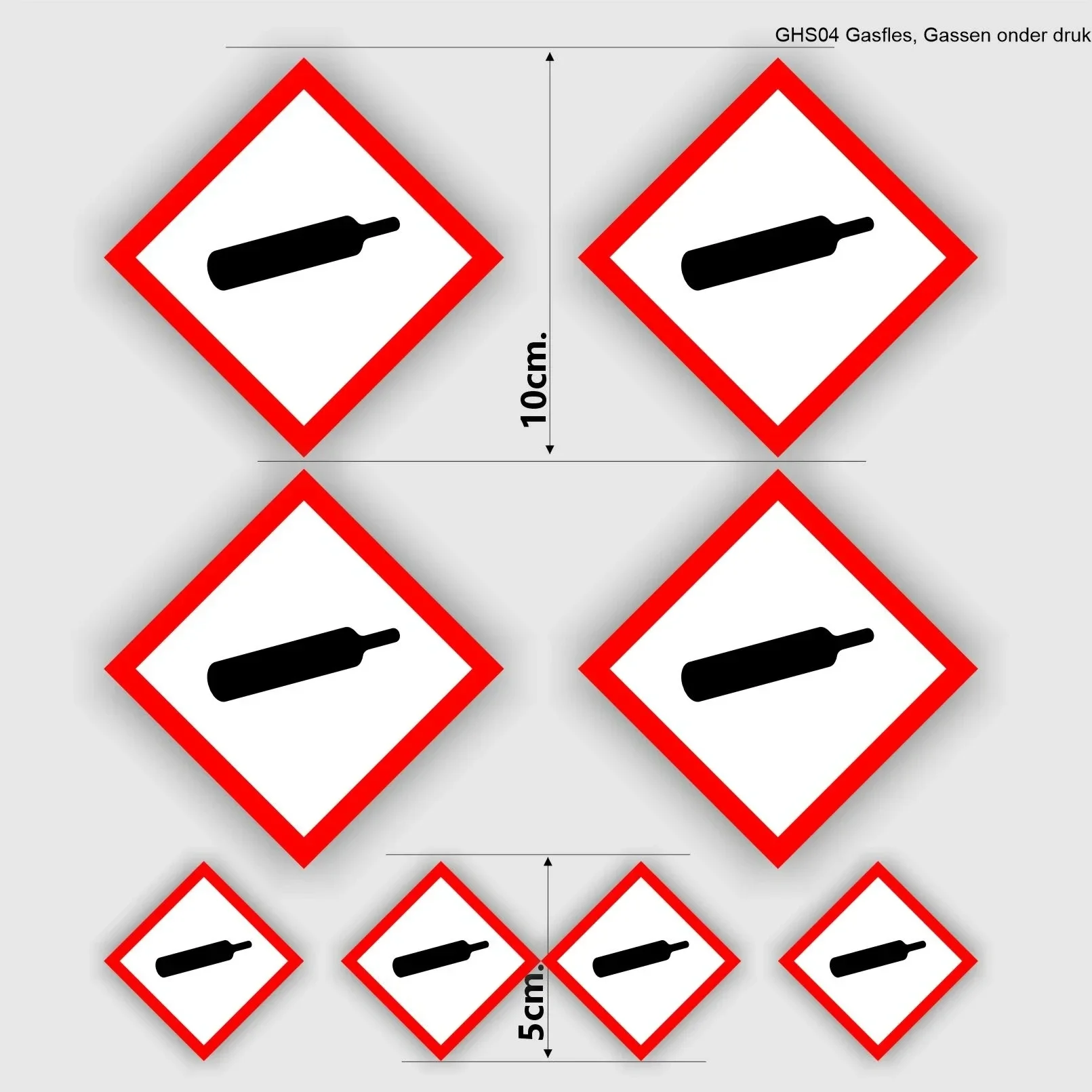 Gasfles onderdruk sticker set GHS04 (1311.la67)