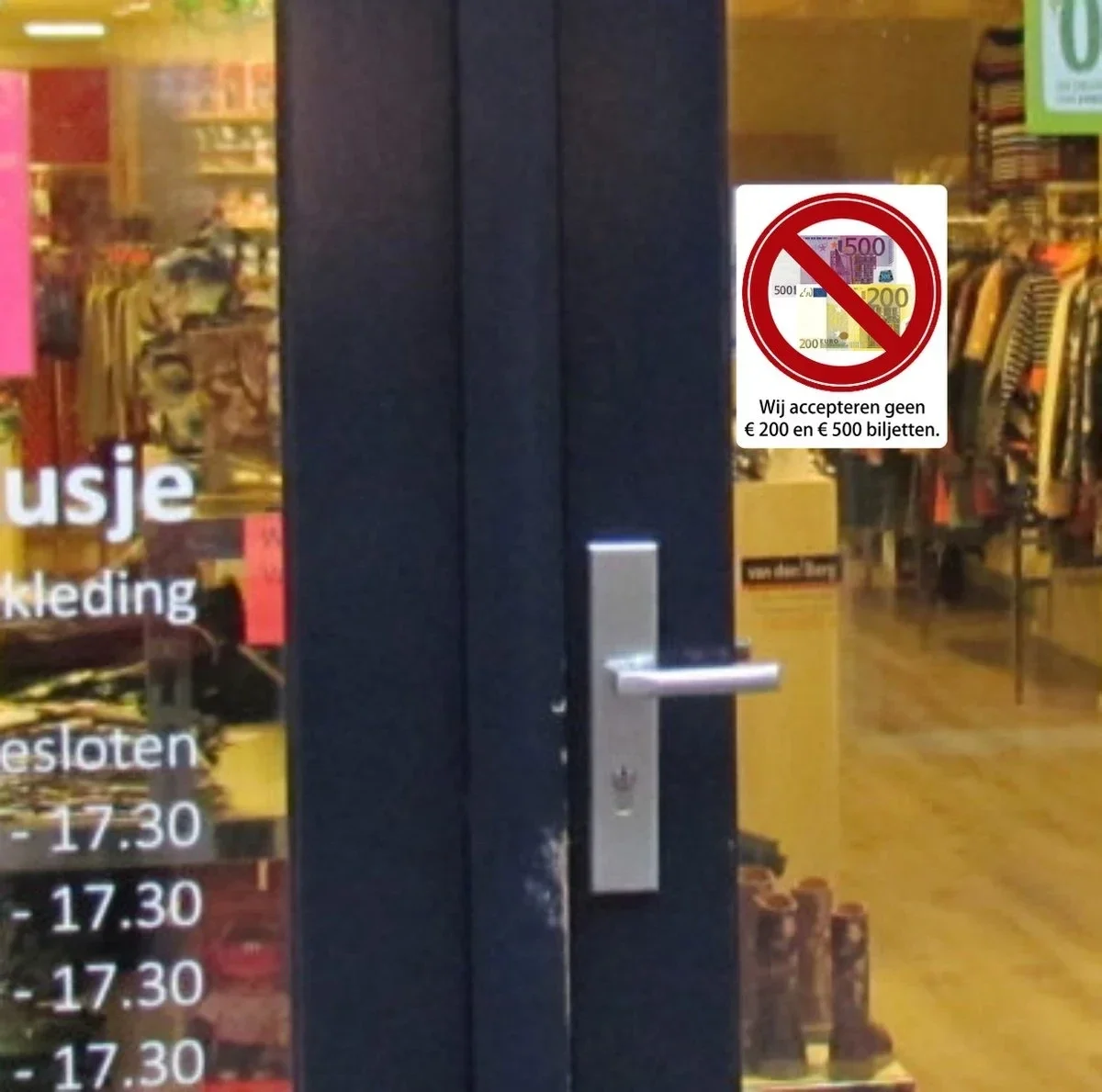 Geen 200 of 500 euro biljetten  sticker