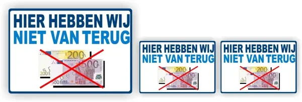 Niet terug van € 200,00 en € 500,00 sticker set. (553.la40)