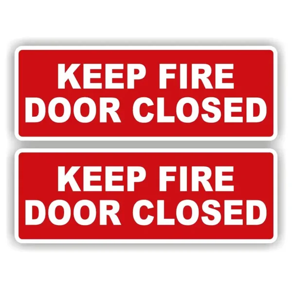 keep fire door closed stickers set van 2 stickers. (1438.la76)