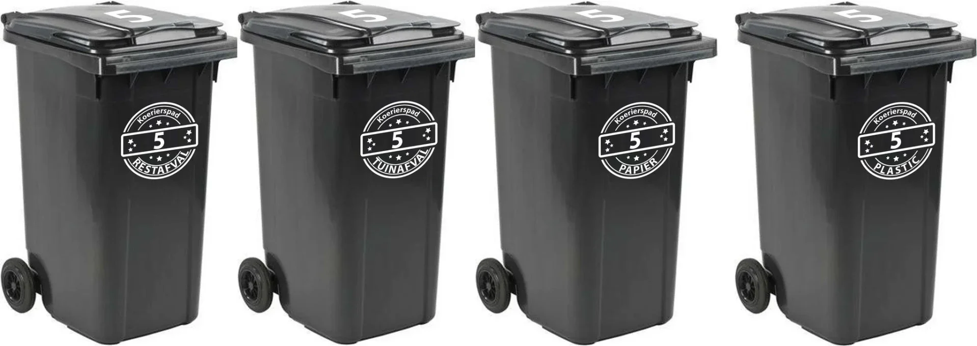 Kliko stickers set van 4 stuks (Papier-, Rest-, Tuinafval) (045.4stuks)