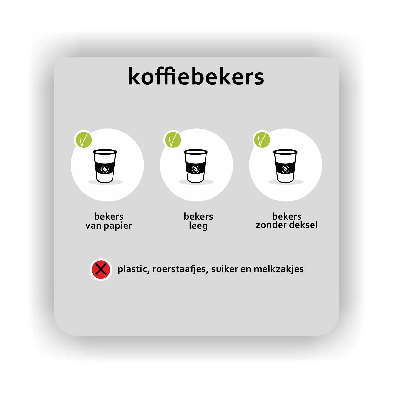Koffie beker recycling sticker. (1454.la77)