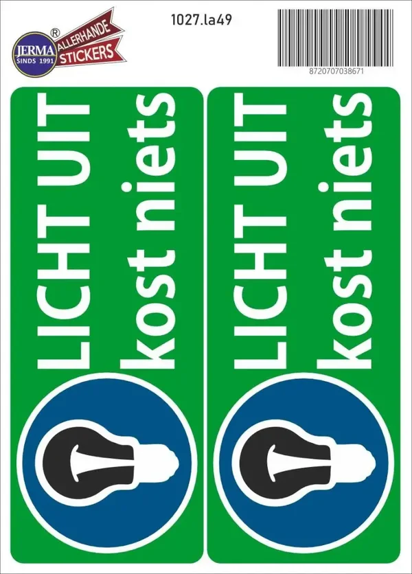 Licht uit kost niets sticker set 2 stuks (1027.la49)