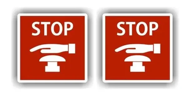 Noodstop stop knop sticker set 2 stuks. (581.la41)