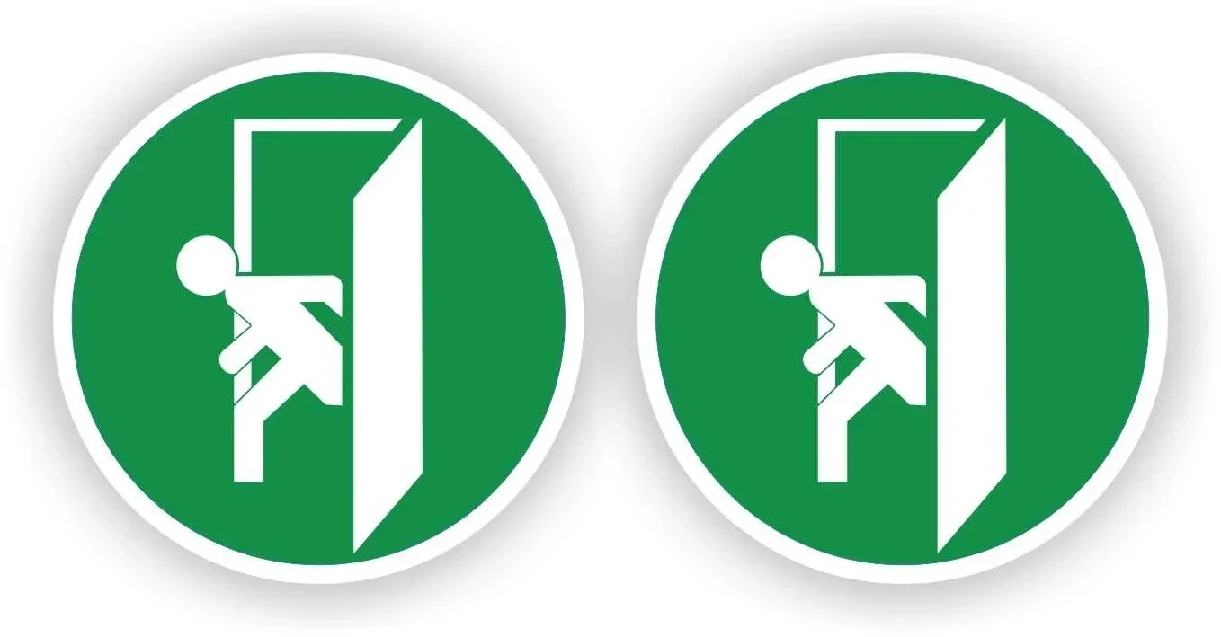 Nooduitgang sticker set Ø 10 cm. (1044.la51)