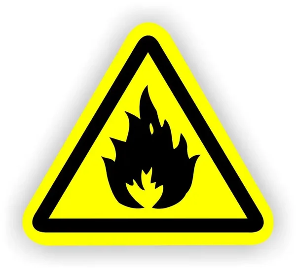 Geel, zwart driehoek sticker: Brandgevaar 20cm (211.la12)