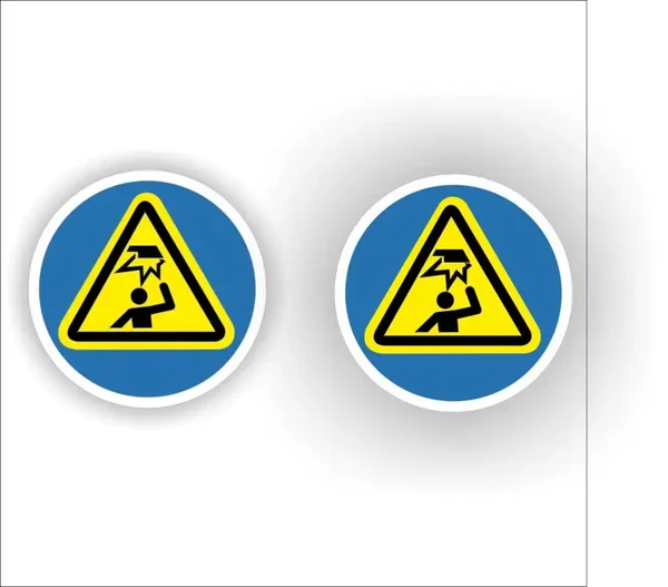 Pas op stoot gevaar stickers 2 st. Ø10 cm (1327.la68)