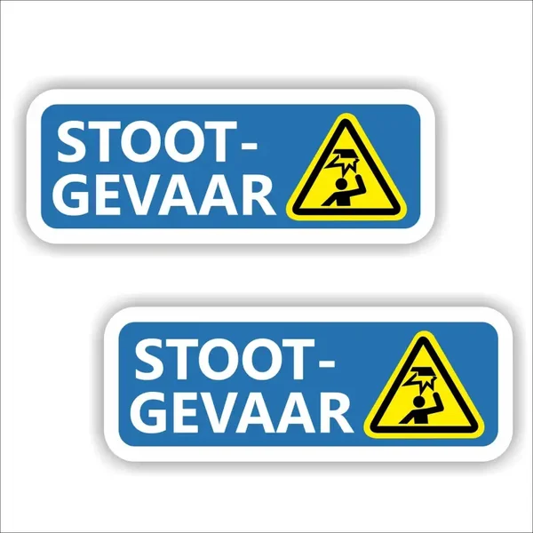 Pas op stoot gevaar waarschuwing sticker set 2 st. (1326.la68)