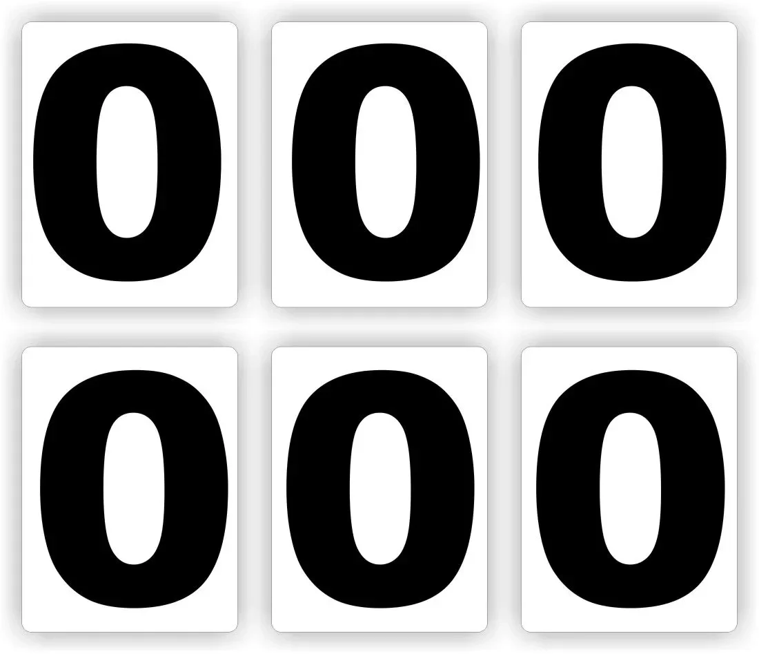 Plakcijfer set van 6 stuks nummer:  0     (1134.la55)