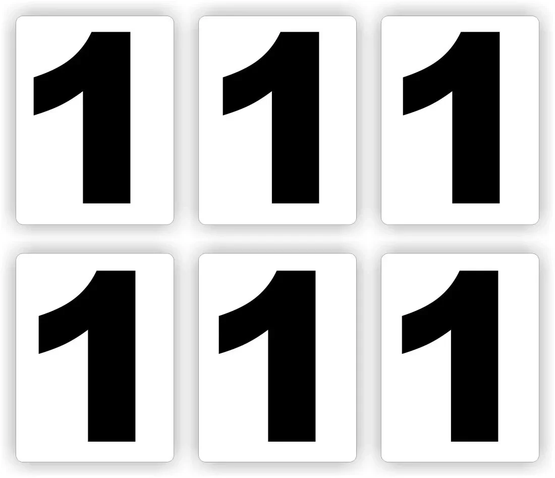 Plakcijfer set van 6 stuks nummer:  1     (1125.la55)