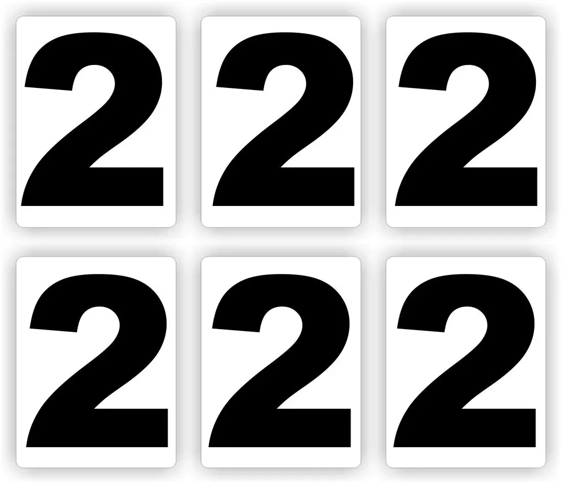 Plakcijfer set van 6 stuks nummer:  2     (1126.la55)