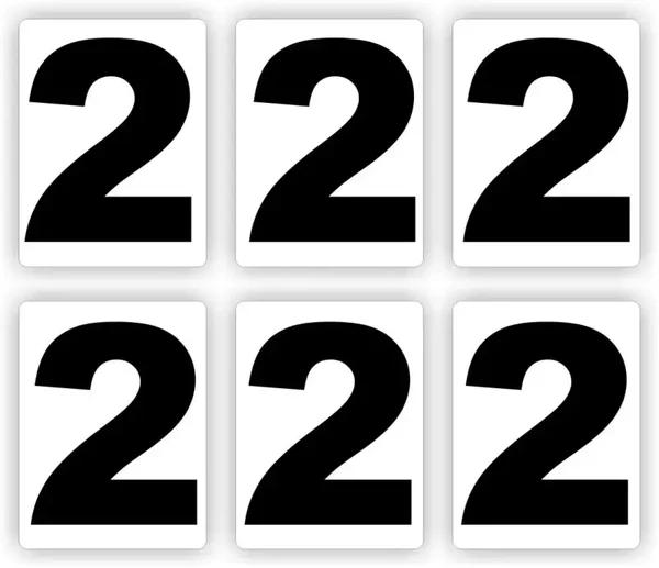 Plakcijfer set van 6 stuks nummer:  2     (1126.la55)