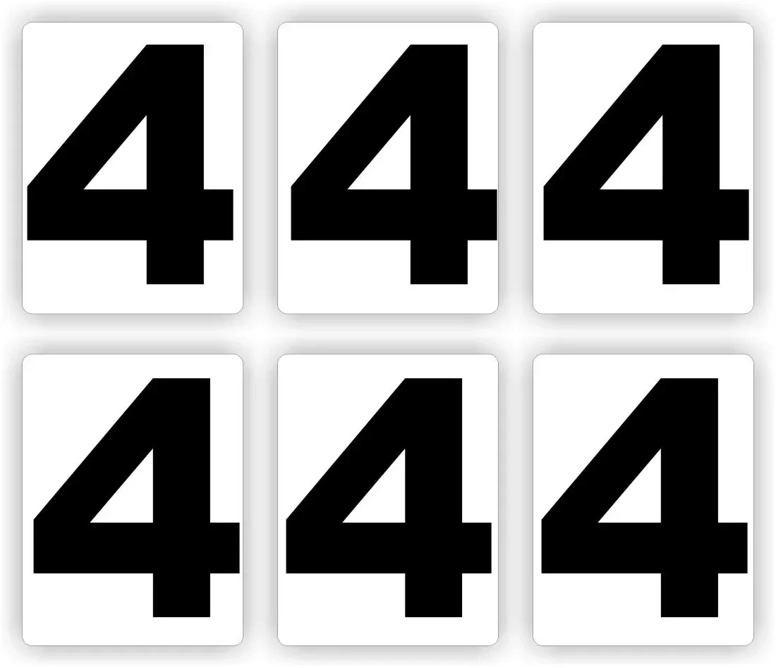 Plakcijfer set van 6 stuks nummer:  4     (1128.la55)
