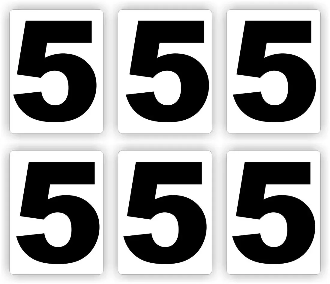 Plakcijfer set van 6 stuks nummer:  5     (1129.la55)