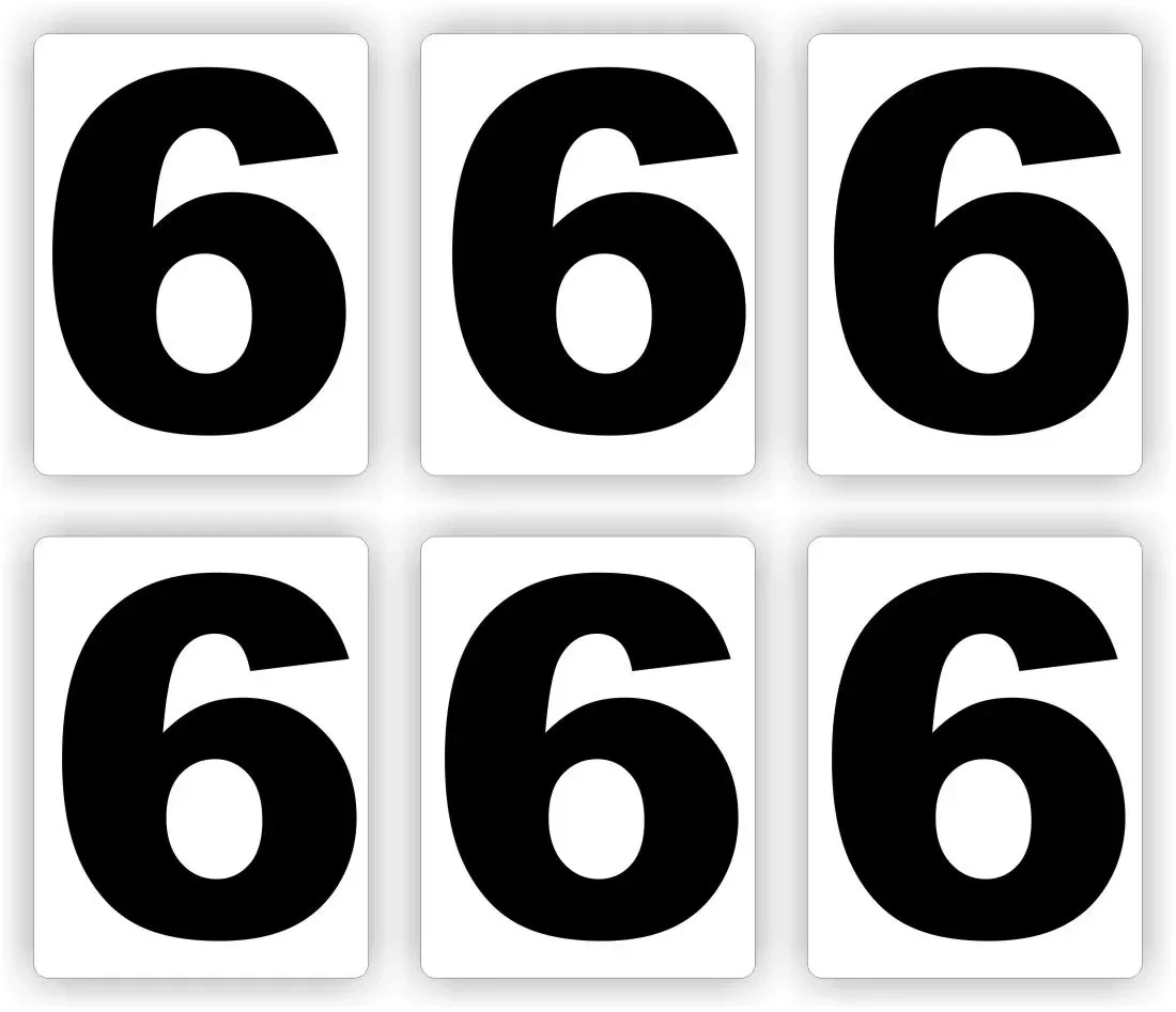 Plakcijfer set van 6 stuks nummer:  6     (1130.la55)