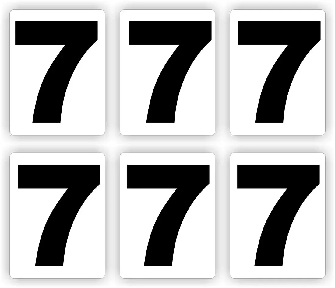 Plakcijfer set van 6 stuks nummer:  7     (1131.la55)
