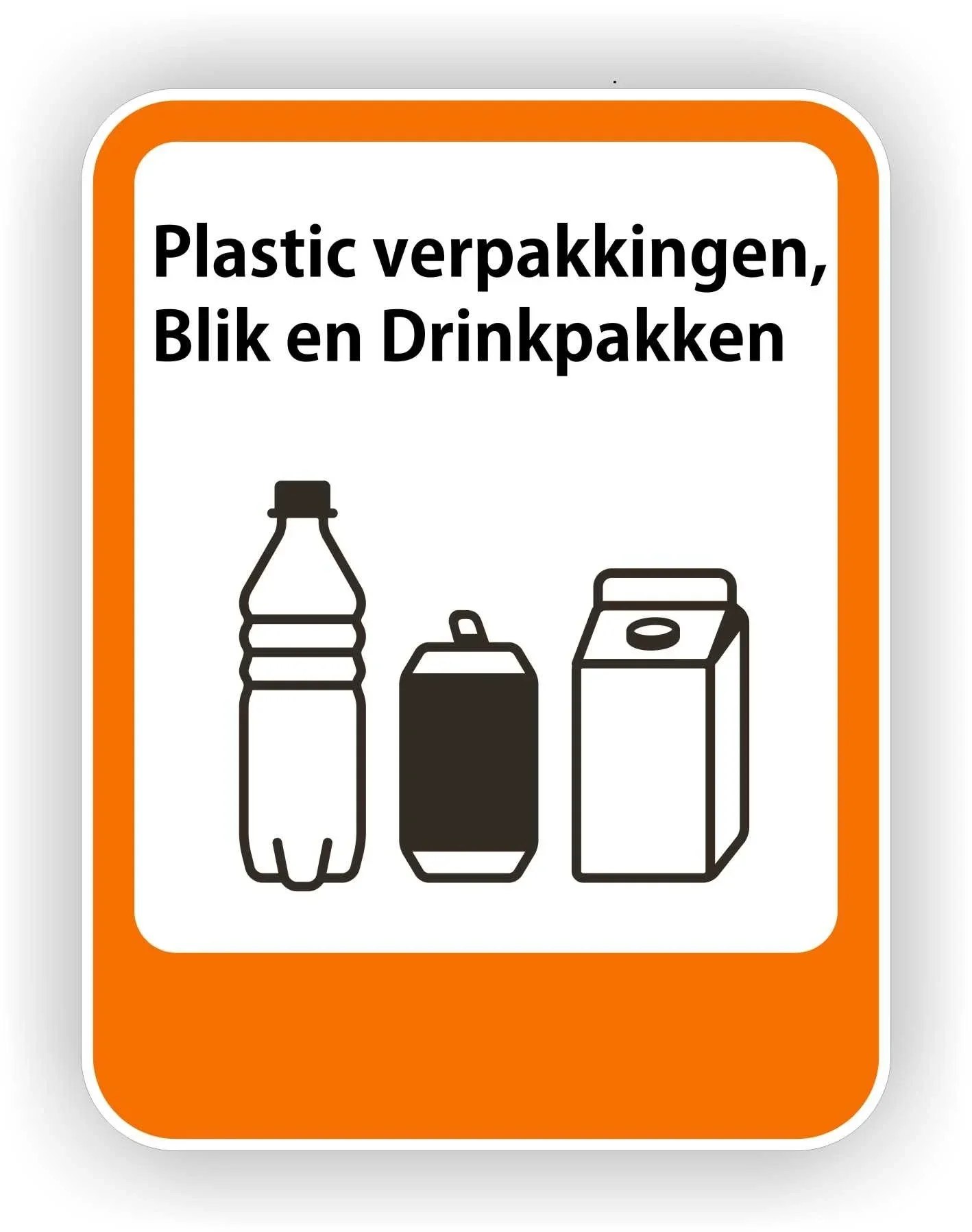 Plasticverpakking, Blik, Drinkpakken recycling sticker. (317.la16)