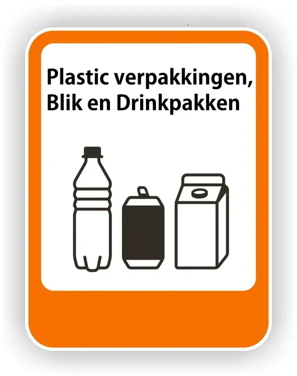 Plasticverpakking, Blik, Drinkpakken recycling sticker. (317.la16)