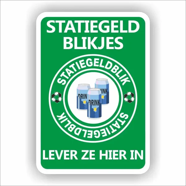 Statiegeld blikjes inleveren sticker groot. (1208.la63)