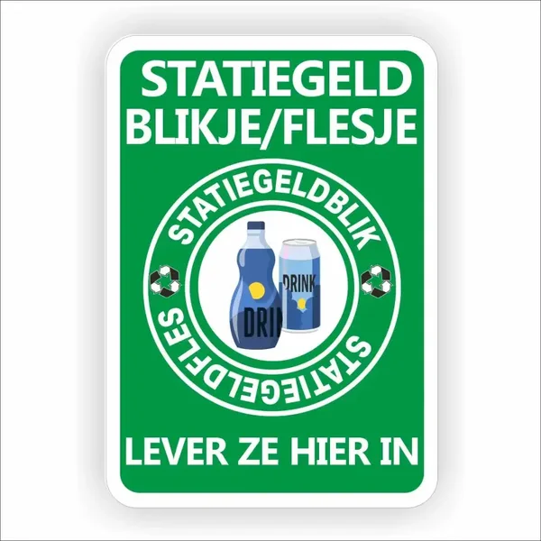 Statiegeld fles/blik inleveren sticker  (1212.la63)