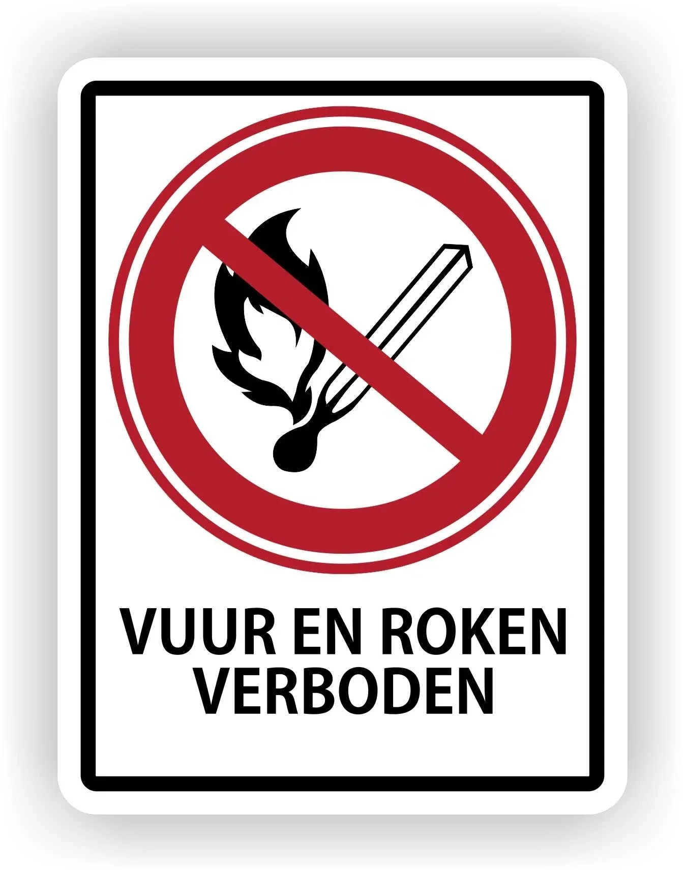 Vuur en roken verboden sticker. (419.la20)