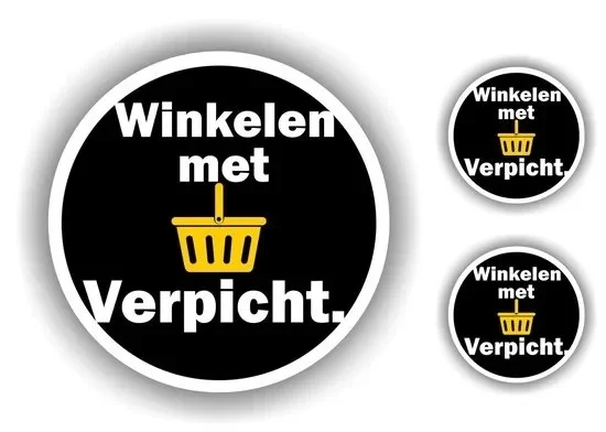 Winkelmand verplicht stickers.  (573.la41)