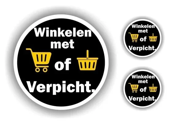 Winkel wagen/mand verplicht stickers.  (571.la41)