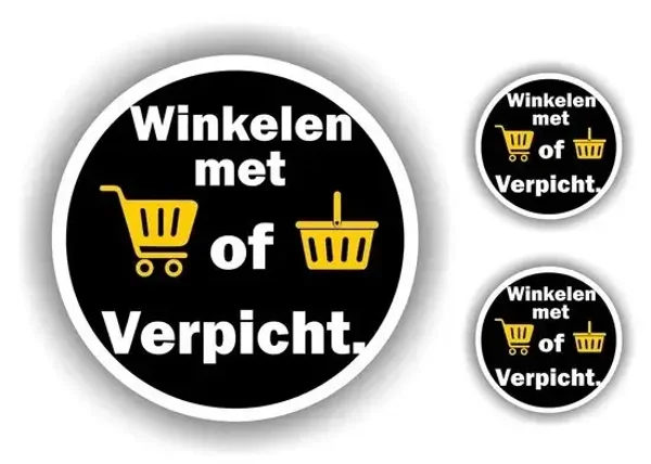 Winkel wagen/mand verplicht stickers.  (571.la41)