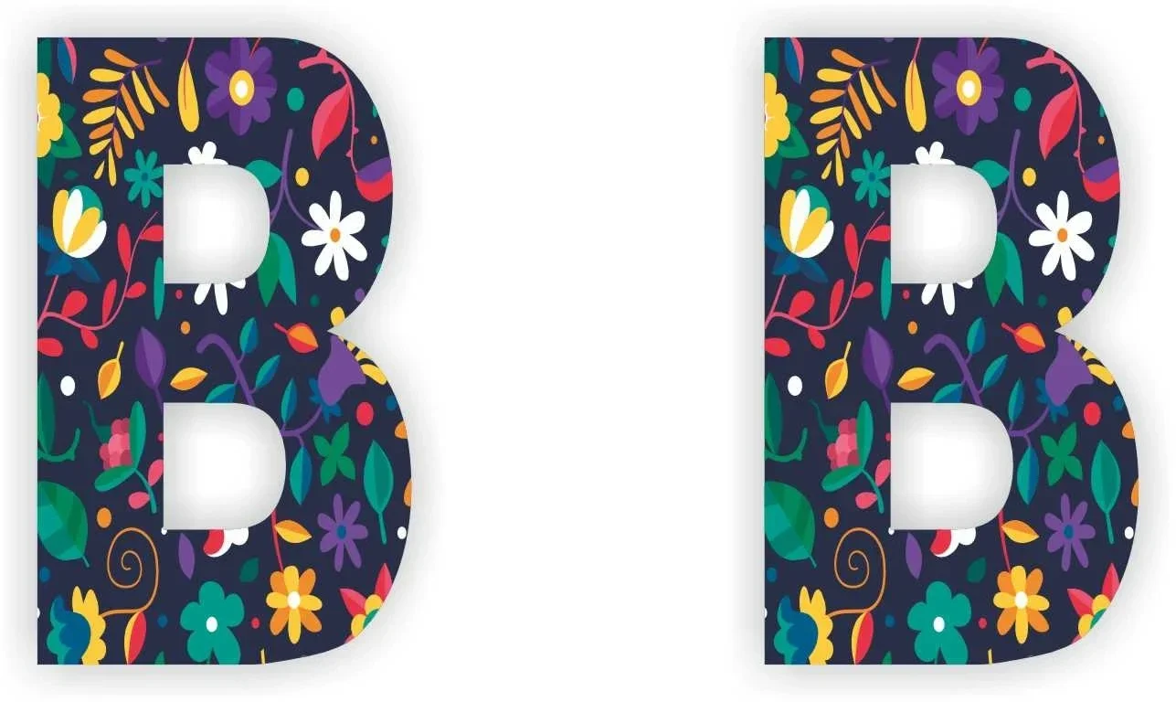 Letter sticker set bloemmotief letter: B  (475.la22)