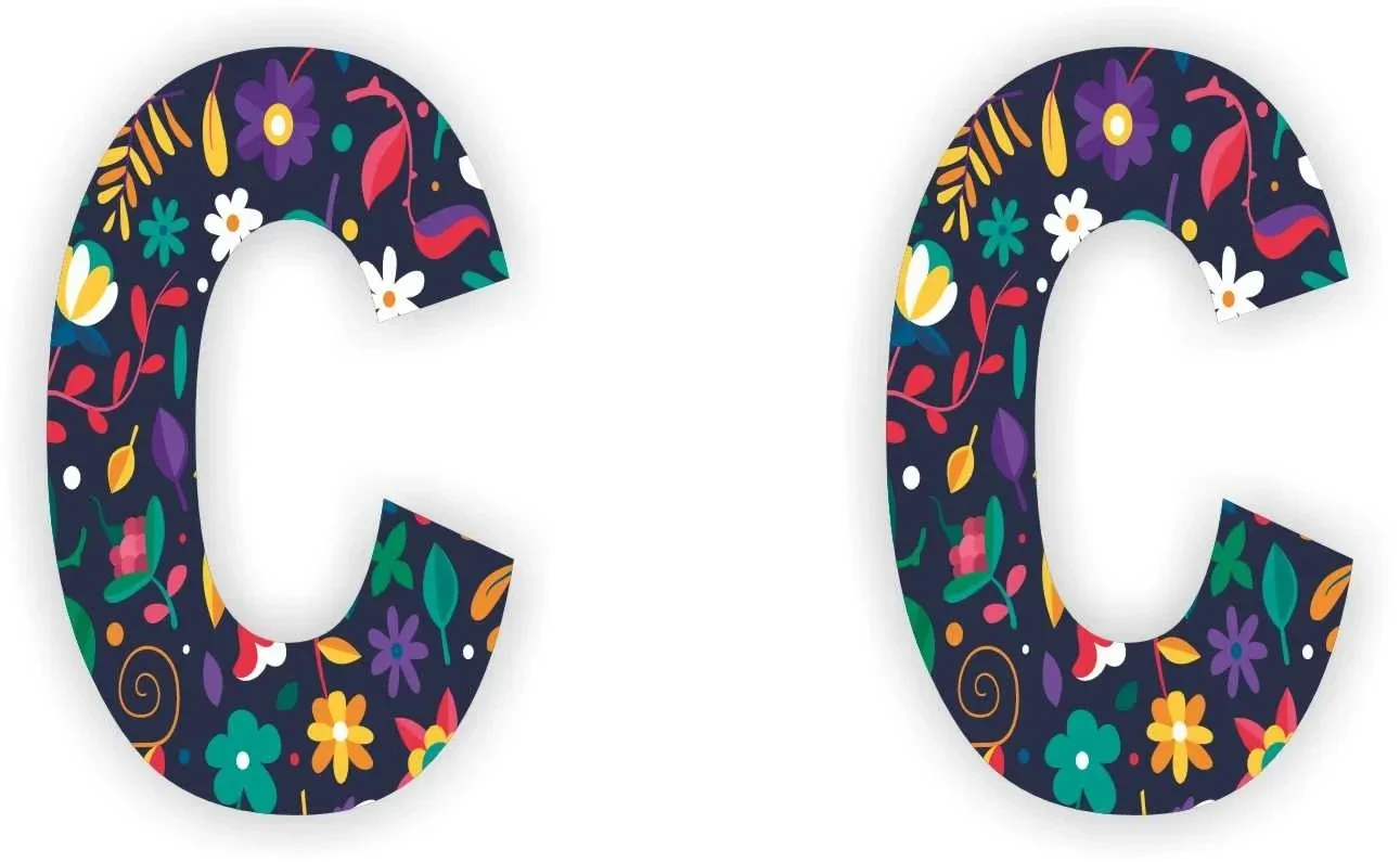 Letter sticker set bloemmotief letter: C  (477.la22)