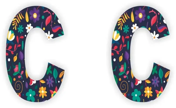 Letter sticker set bloemmotief letter: C  (477.la22)