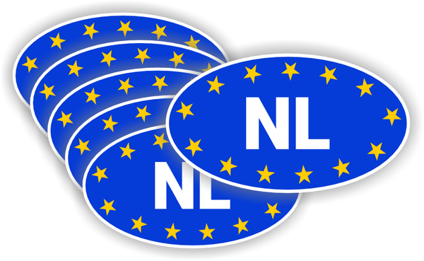 NL Europa kenteken sticker set 5 stuks klein formaat (1479.42)