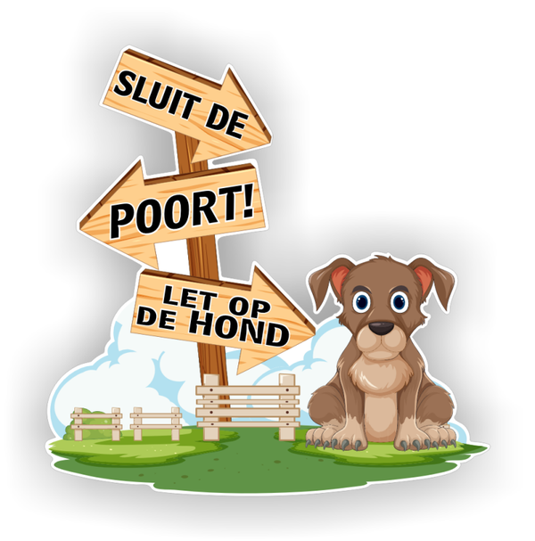 Sluit de poort let op de hond sticker (1476.52)