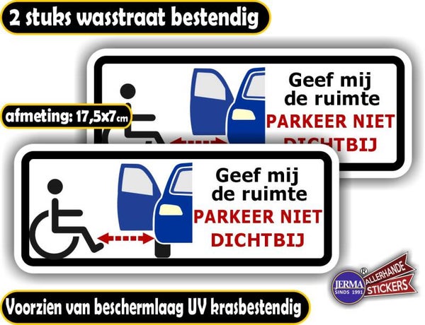 Rolstoelgebruiker niet te dichtbij parkeren sticker set (1486.48)