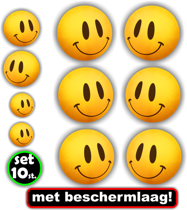 Smiley sticker set 10 stuks lachenbekjes  (1385.45)