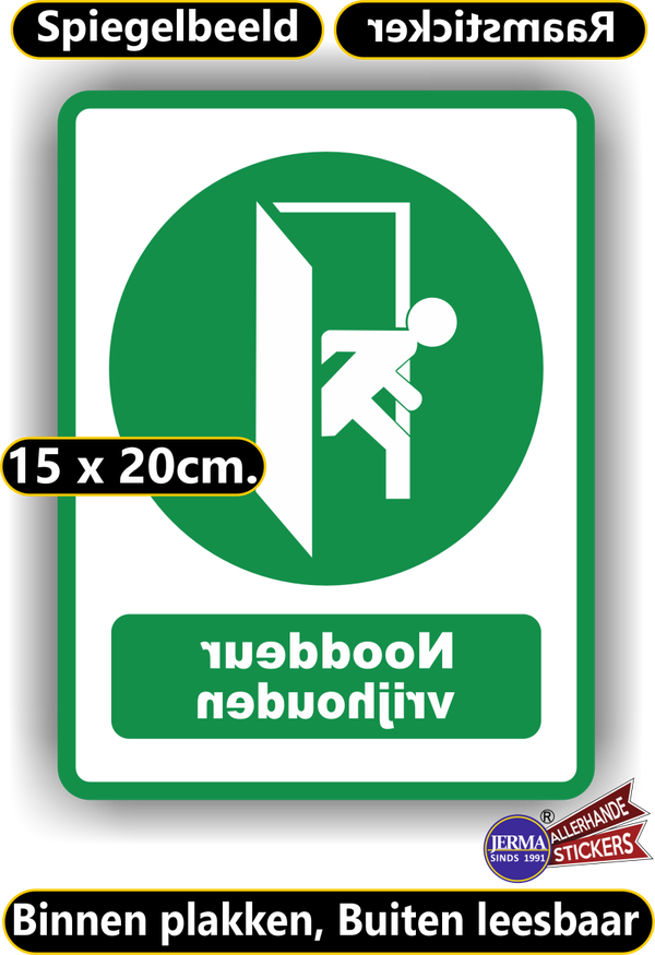 Nooduitgang spiegelbeeld raamsticker (sp.100.75)