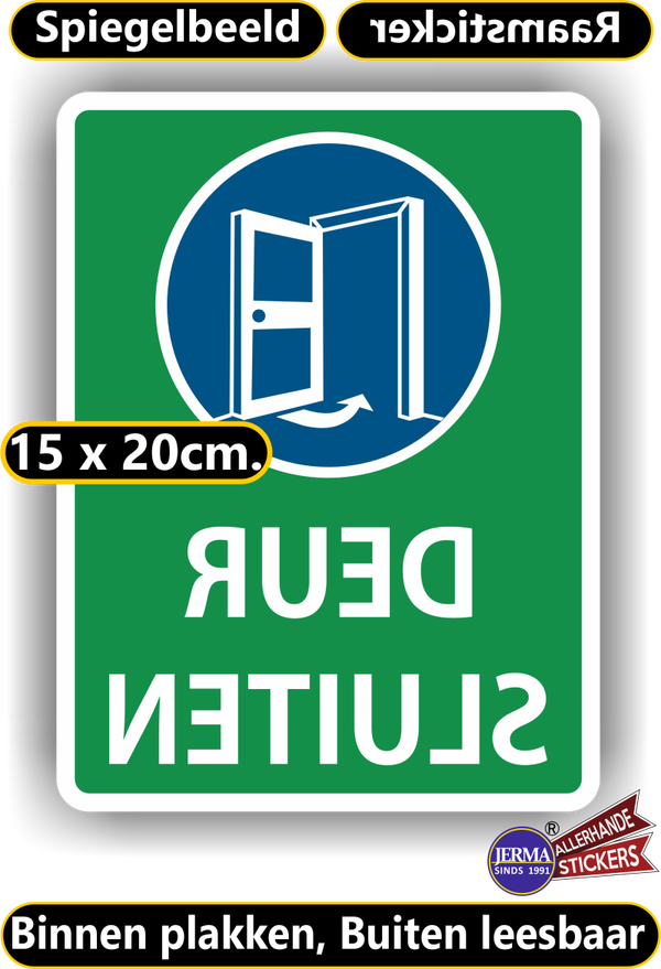 Deur sluiten spiegelbeeld raamsticker (sp.106.75)